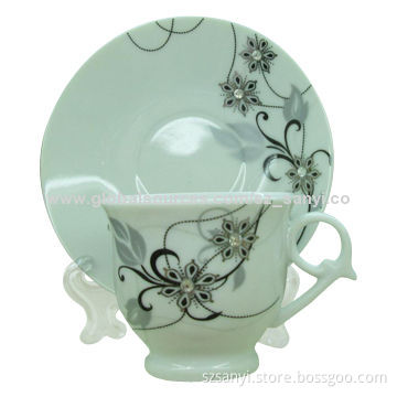 12-piece Coffee Cup and Saucer with Diamond